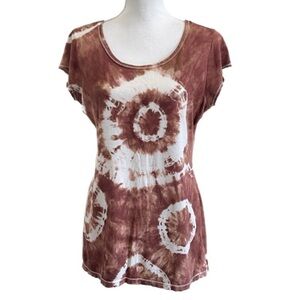 Brown & White Tie Dyed Tailored Tee